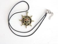 Кулон One Piece штурвал із черепом №0026 на шкіряному шнурку