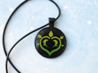 Кулон Genshin Impact ДЕНДРО (на чорному) №944-0033, 25мм, з чорним шнурком