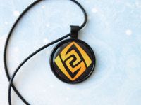 Кулон Genshin Impact Гео (на чорном), №944-0034  25мм, с черным шнурком