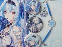 Браслет №006-0031-1 Genshin Impact Кріо (на білому) блакитний замшевий з кабошоном 25 мм