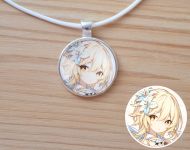 Кулон Genshin Impact Путешественница Люмин, №946-0044 , 25мм, с белым шнурком