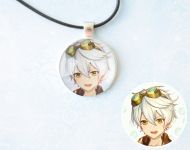 Кулон Genshin Impact Беннет , №945-0065 , 25мм, с черным шнурком