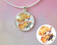 Кулон Demon Slayer Клинок, що розтинає демонів №946-0067 , 25мм, з білим шнурком