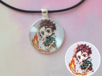 Кулон Demon Slayer Клинок, що розтинає демонів №945-0071 , 25мм, з чорним шнурком