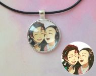 Кулон Demon Slayer Клинок, що розтинає демонів №945-0076 , 25мм, з чорним шнурком