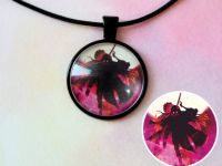 Кулон Demon Slayer, Клинок, рассекающий демонов №944-0081, 25мм, с черным шнурком