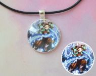 Кулон Demon Slayer Клинок, що розтинає демонів №945-0085 , 25мм, з чорним шнурком