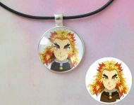 Кулон Demon Slayer, Клинок, рассекающий демонов №945-0086 , 25мм, с черным шнурком