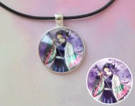 Кулон Demon Slayer, Клинок, рассекающий демонов №945-0093 , 25мм, с черным шнурком