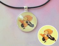 Кулон Demon Slayer, Клинок, рассекающий демонов №945-0095 , 25мм, с черным шнурком