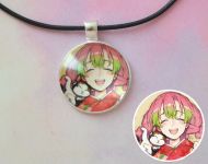 Кулон Demon Slayer, Клинок, рассекающий демонов №945-0101 , 25мм, с черным шнурком