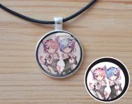 Кулон Рем та Рам Ре: Зеро Re Zero №945-0217 , 25мм, з чорним шнурком