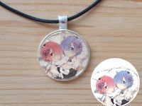 Кулон Рем та Рам Ре: Зеро Re Zero №945-0220 , 25мм, з чорним шнурком