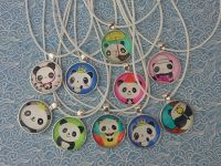 Кулон Панда сріблястий №0010 , 25мм, 1 шт на вибор, з білим шнурком