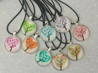 Кулон ДЕРЕВО сріблястий №0014 , 25мм, 1 шт на вибір, з чорним шнурком