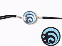 Браслет Genshin Impact Гидро (на черном), №006-0029-2 черный замшевый с кабошоном 25 мм