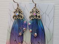 Сережки Крила фіолетово-сині Шінобу Кочо Клинок, що розсікає демонів №0042 Kimetsu no Yaiba, Demon Slayer швензи гачки та стрази