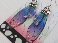 Сережки Крила фіолетово-сині Шінобу Кочо Клинок, що розсікає демонів №0042 Kimetsu no Yaiba, Demon Slayer швензи гачки та стрази