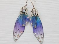 Сережки Крила фіолетово-сині Шінобу Кочо Клинок, що розсікає демонів №0042 Kimetsu no Yaiba, Demon Slayer швензи гачки та стрази