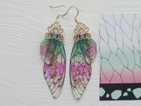 Сережки Крила рожево-біло-зелені Канае Кочо Demon Slayer №0045