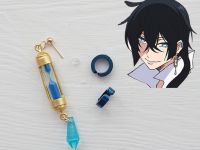 Серьга и 2 клипсы Ванітас Vanitas no Carte №0047 (золото и синий)