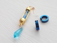 Серьга и 2 клипсы Ванітас Vanitas no Carte №0047 (золото и синий)