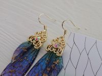 Серьги Крылья фиолетово-синие Шинобу Кочо Клинок, рассекающий демонов №0049 Kimetsu no Yaiba швензы крючки , поталь