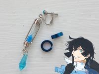 Сережка-кліпса та 2 кліпси Ванітас Vanitas no Carte №0053 (платина та синій)