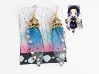 Серьги Крылья сине-прозрачные Шинобу Кочо Demon Slayer №0060