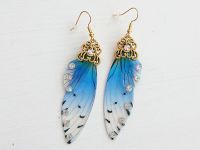 Серьги Крылья сине-прозрачные Шинобу Кочо Demon Slayer №0060