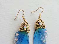 Серьги Крылья сине-прозрачные Шинобу Кочо Demon Slayer №0060