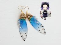 Серьги Крылья сине-прозрачные Шинобу Кочо Demon Slayer №0060