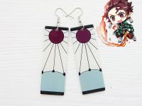 Серьги Танджиро Камадо Клинок, рассекающий демонов №0009-5 Kimetsu no Yaiba (швензы крючки), 1 пара