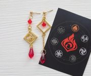 Сережки Піро Genshin Impact №0027 (швензи гвоздики), 1 пара