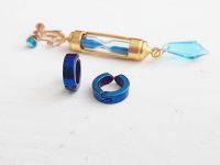Сережка-кліпса та 2 кліпси Ванітас Vanitas no Carte №0053 (золото та синій)