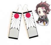 Сережки Танджиро Камадо Клинок, що розсікає демонів №0009-2 Kimetsu no Yaiba, Demon Slayer (швензи гачки), 1 пара