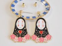 Серьги-гвоздики №0007 Spirited Away ,  Каонаси с сердечком 1 пара