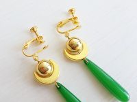 Сережки-кліпси МаоМао Монолог травниці №0062 зелені з кулькою 