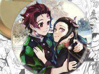 Значок круглый аниме Клинок, рассекающий демонов Demon Slayer 001935