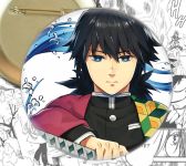 Значок круглый аниме Клинок, рассекающий демонов Demon Slayer 001947