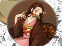 Значок круглый аниме Клинок, рассекающий демонов Demon Slayer 001950