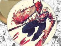 круглый значок Человек-бензопила Chainsaw Man 002898 