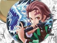 круглый аниме значок Клинок, рассекающий демонов Demon Slayer 002901 