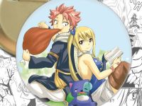 круглый значок Нацу, Люси и Хэппи Хвост Феи Fairy Tail  002977 