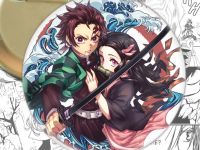 круглый аниме значок Клинок, рассекающий демонов Demon Slayer 002982 