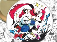 Круглый значок Санс и Папирус Undertale 003089