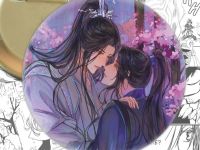 Значок Хаски и его Учитель Белый Кот 003141