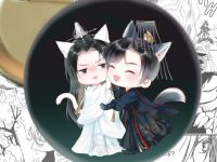 Значок Хаскі та його Вчитель Білий Кіт 003142