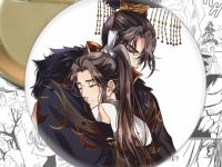 Значок Хаскі та його Вчитель Білий Кіт 003144