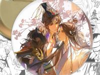 Значок Хаски и его Учитель Белый Кот 003148